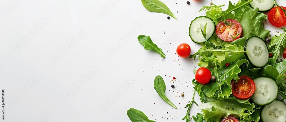 Light water color of a fresh garden salad Light water color of a fresh garden salad