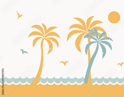 summer background with palm trees