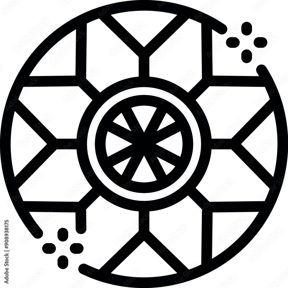 Round geometric ornament with a hexagonal pattern is being decorated with sparkles, perfect for projects related to design and decoration Round geometric ornament with a hexagonal pattern is being decorated with sparkles, perfect for projects related to design and decoration