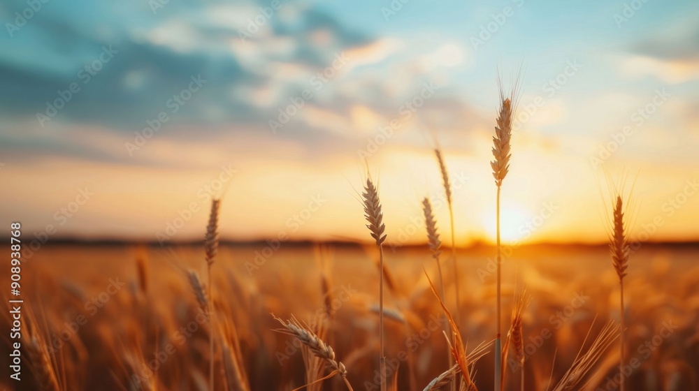 Breathtaking sunset landscape over a vast sprawling golden wheat field in the countryside The warm glowing rays of the setting sun cast a serene and tranquil ambiance across the serene rural scene Breathtaking sunset landscape over a vast sprawling golden wheat field in the countryside The warm glowing rays of the setting sun cast a serene and tranquil ambiance across the serene rural scene