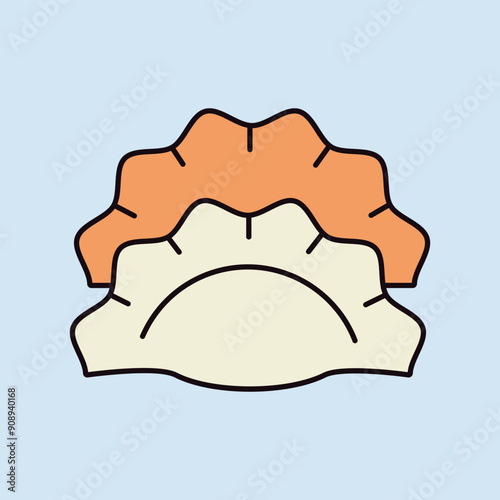 Two dumplings, potstickers or jiaozi vector icon