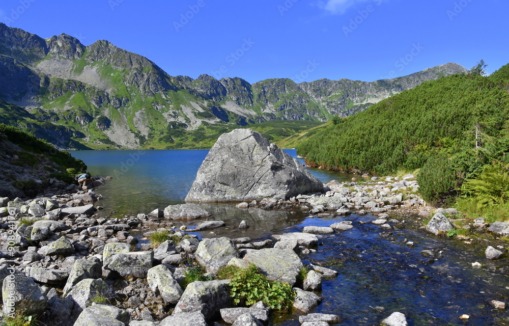 Dolina Pięciu Stawów Polskich w Tatrach, Tatrzański Park Narodowy, TPN, Polska, Europa, panorama, góra, krajobraz, woda, lato,