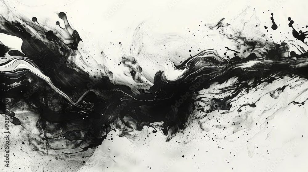 Abstract ink wash with organic shapes and flowing patterns Abstract ink wash with organic shapes and flowing patterns