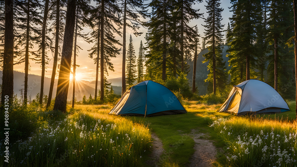 Camping tent in the forest Camping tent in the forest