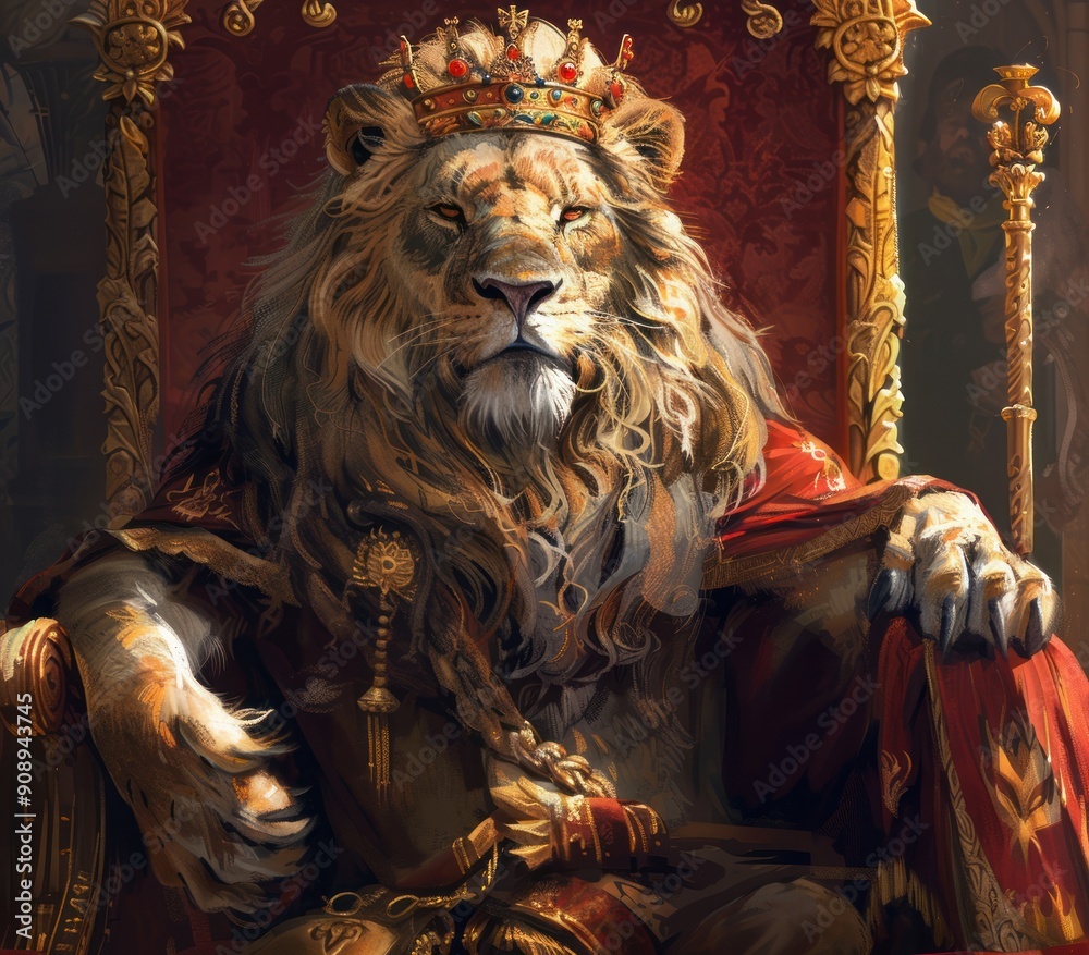 Lion King on Golden Throne Lion King on Golden Throne