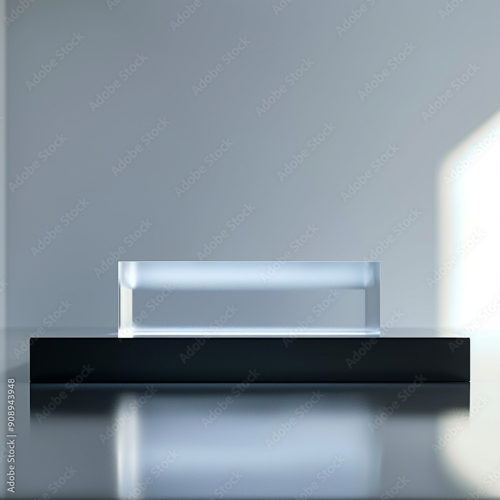 interior of a modern house with close up product display podium interior of a modern house with close up product display podium