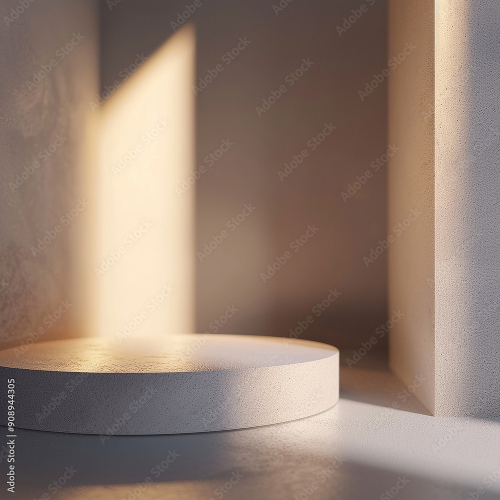 interior of a modern house with close up product display podium interior of a modern house with close up product display podium