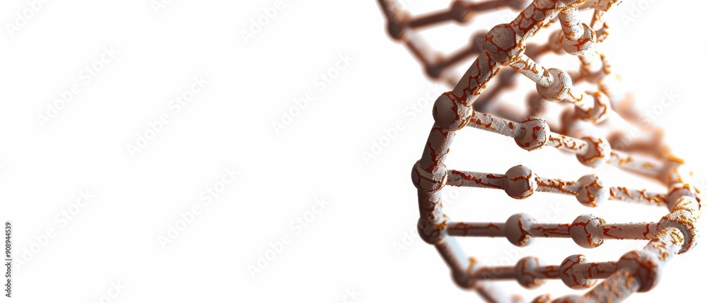 Vintage model of a DNA double helix with detailed strands and bases ...