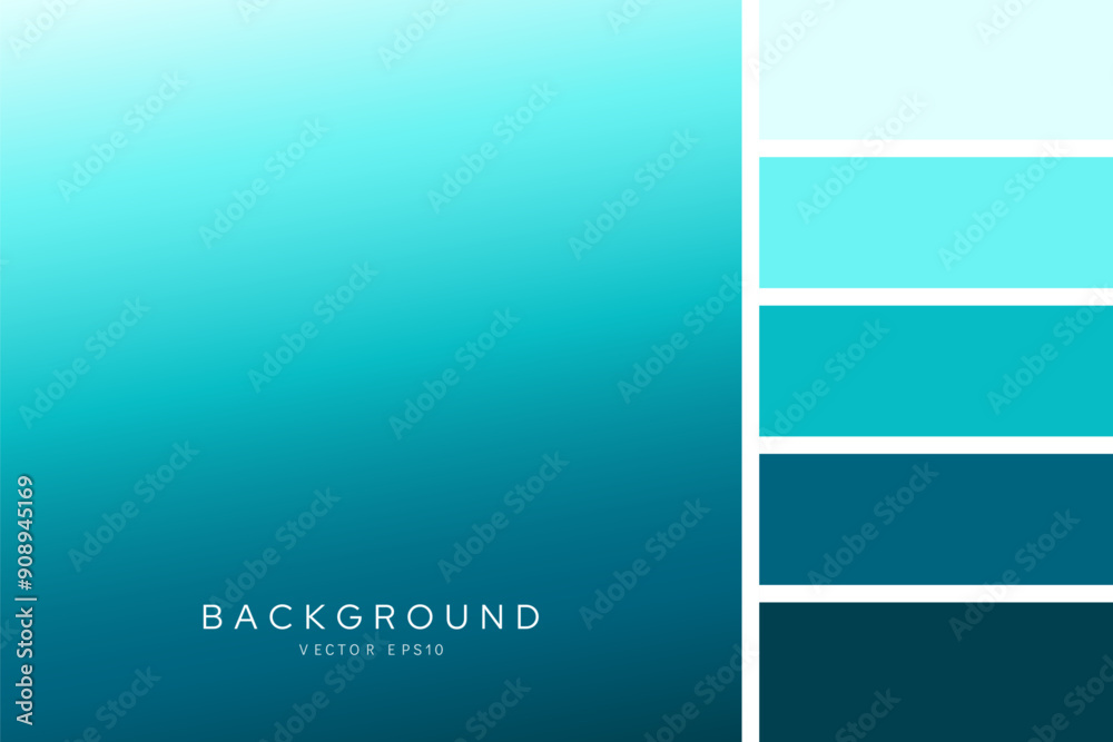 Obraz premium Turquoise blue gradient background transition style with palettes