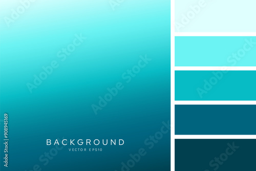 Turquoise blue gradient background transition style with palettes