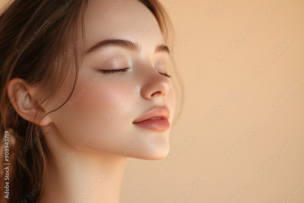 A close up of a girl's face with her eyes closed A close up of a girl's face with her eyes closed