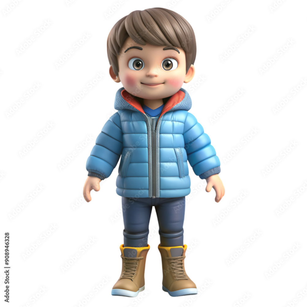 3d cartoon character wearing a blue jacket and a blue hat 3d cartoon character wearing a blue jacket and a blue hat