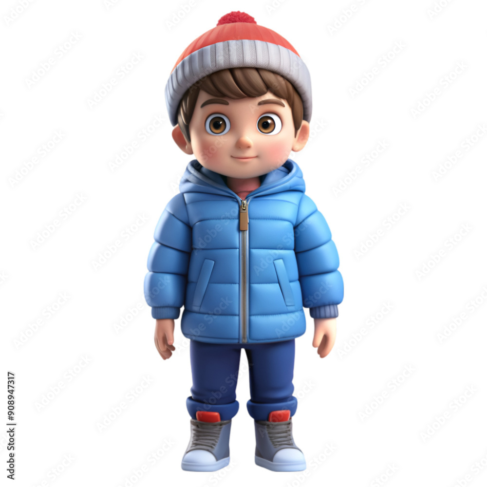 3d cartoon character wearing a blue jacket and a blue hat 3d cartoon character wearing a blue jacket and a blue hat
