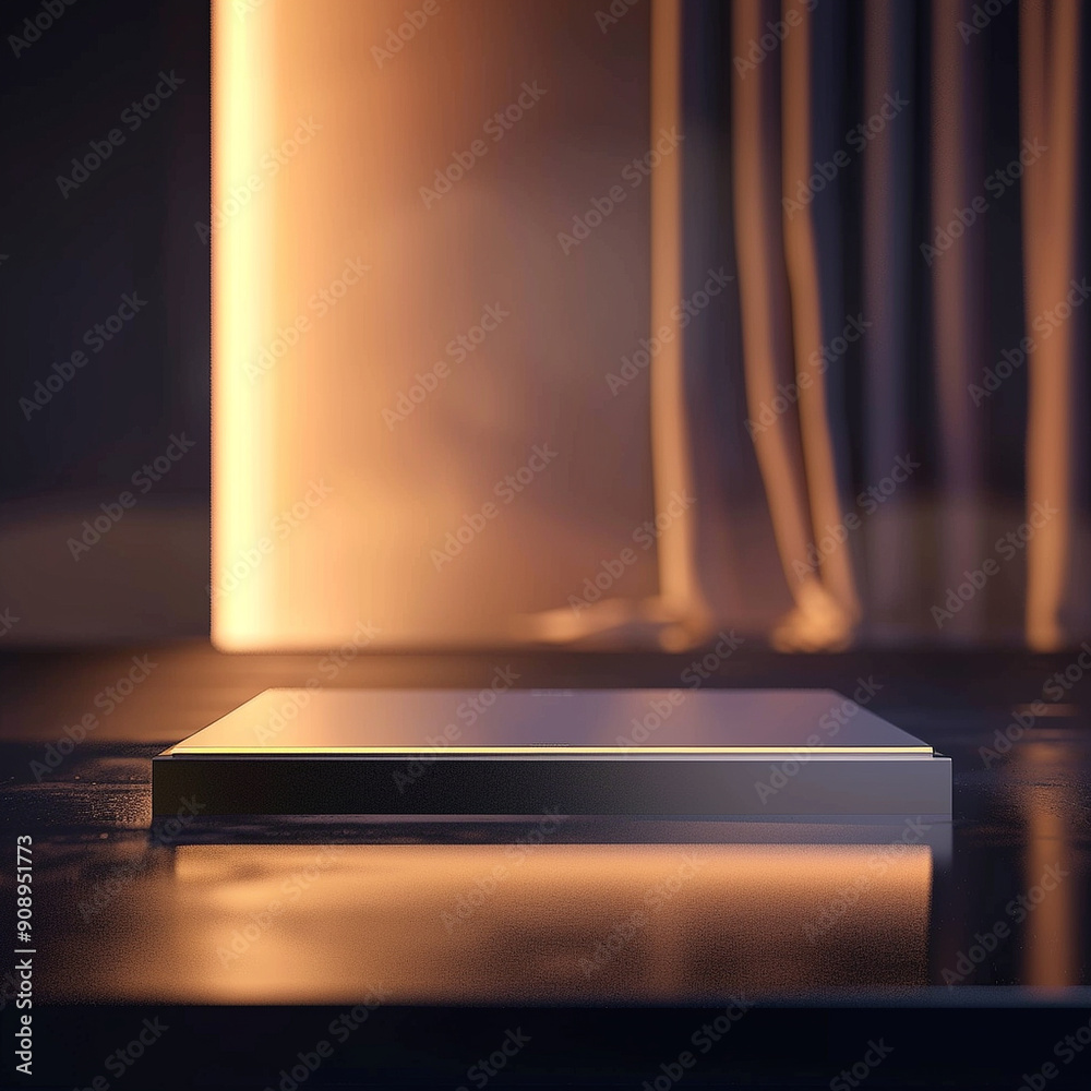 interior of a modern house with close up product display podium interior of a modern house with close up product display podium