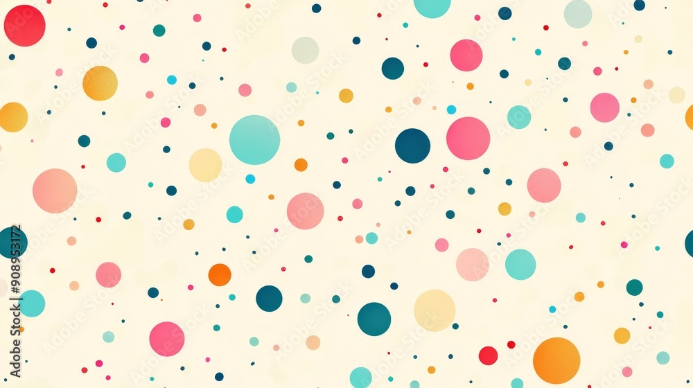 Abstract Colorful Polka Dot Pattern on a Cream Background Abstract Colorful Polka Dot Pattern on a Cream Background