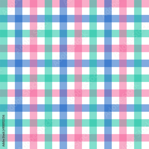 Multicolor gingham seamless pattern.Pastel checkered tartan plaid repeat pattern.Geometric vector background wallpaper