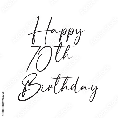 Happy 70th Birthday Vector Design on White Background