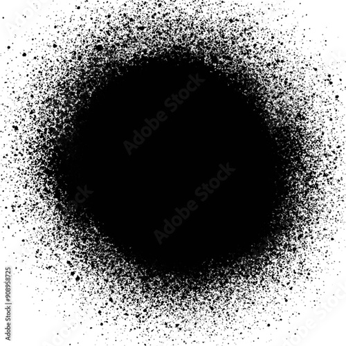 Close-up of a black spray, spray texture, graffiti, paint spot, isolated on white background
