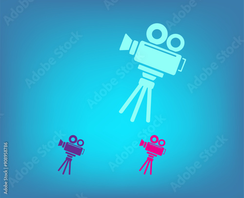 Vector color icons on blue background with gradient