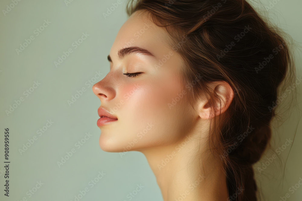 A close up of a girl's face with her eyes closed A close up of a girl's face with her eyes closed