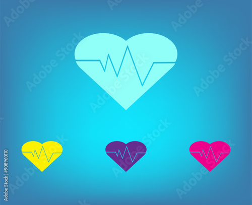 Vector color icons on blue background with gradient