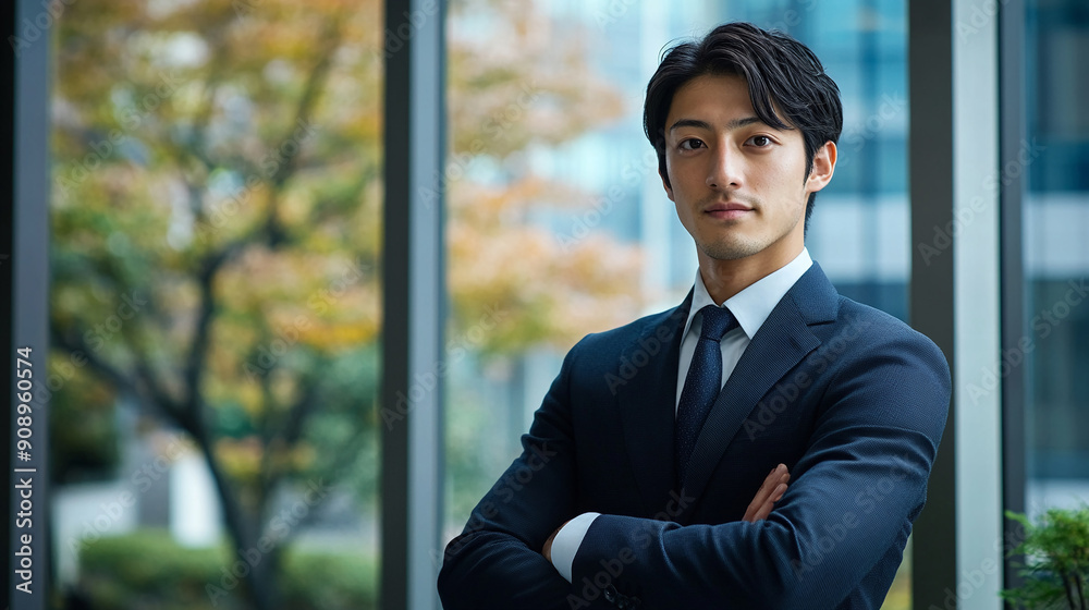 Japanese business professional in a corporate office setting Japanese business professional in a corporate office setting