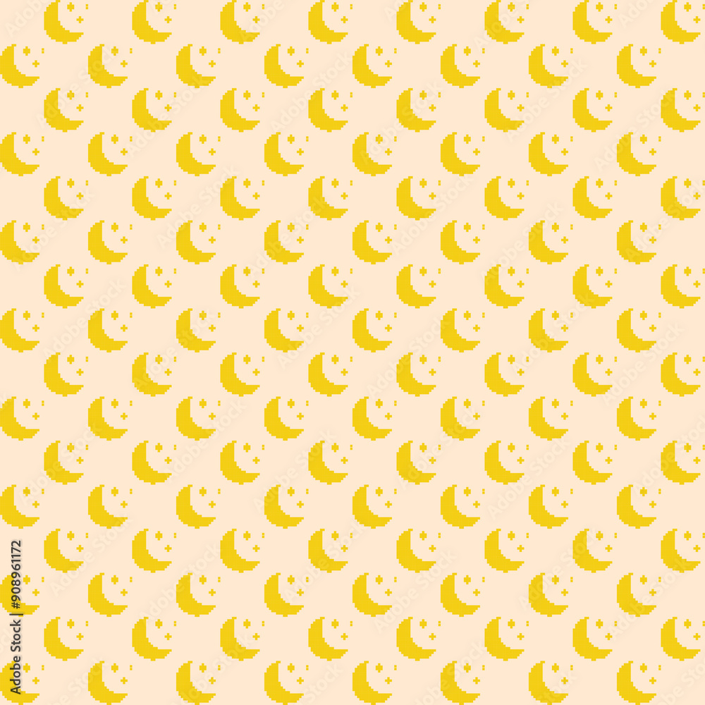 Fabric Pattern, Background Light yellow, Yellow crescent moon Seamless. Fabric Pattern, Background Light yellow, Yellow crescent moon Seamless.