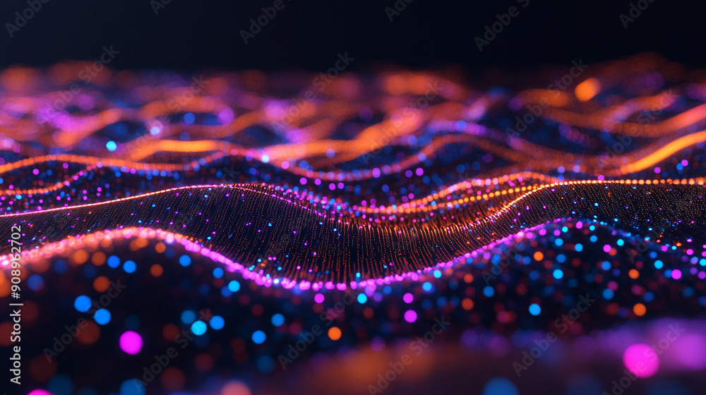 Neon lights forming a digital data landscape neon Neon lights forming a digital data landscape neon