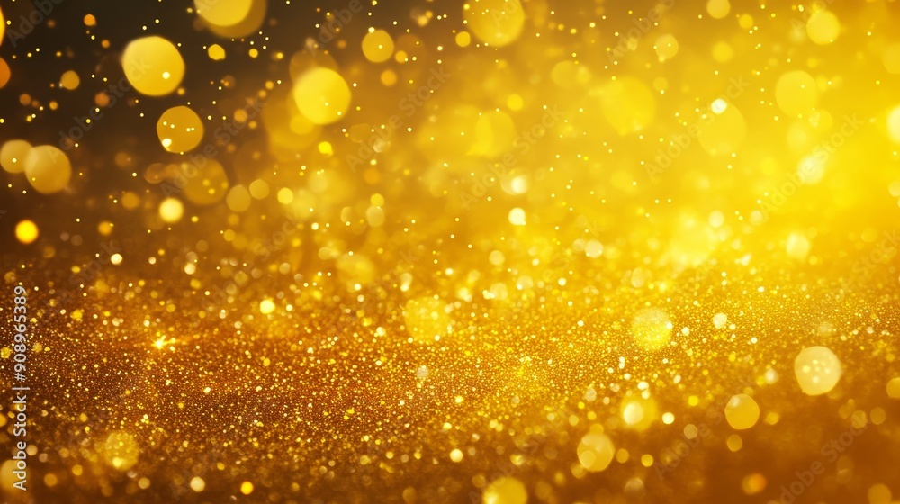 A sparkling and shimmering golden glitter background with bokeh lights, perfect for festive celebrations, luxury brands, and elegant designs. It symbolizes celebration, wealth, joy, and success. A sparkling and shimmering golden glitter background with bokeh lights, perfect for festive celebrations, luxury brands, and elegant designs. It symbolizes celebration, wealth, joy, and success.