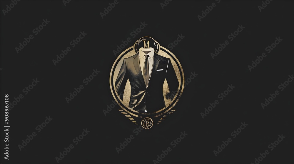 Men fashion logo design, Men's clothing store badge, logo. Concept for clothing shop advertising, window signage, web sites, tailors.  Suit Gentleman Fashion Tailor