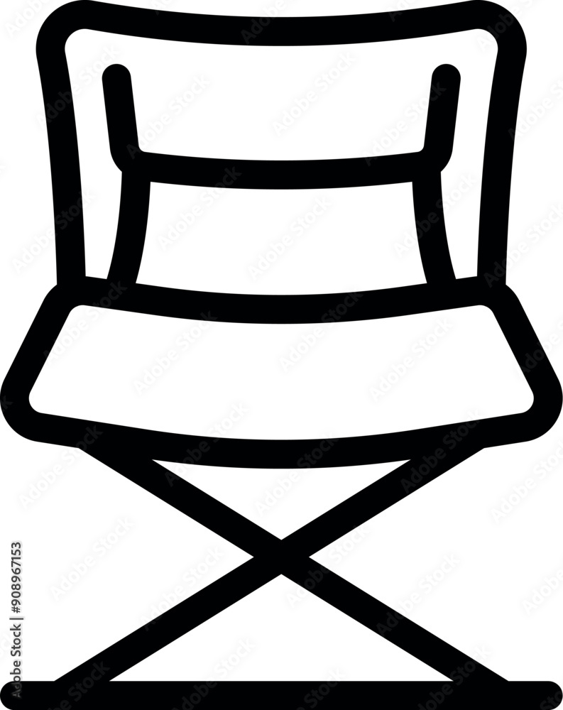 Simple line icon of a folding chair, perfect for representing camping, hiking, or outdoor activities Simple line icon of a folding chair, perfect for representing camping, hiking, or outdoor activities
