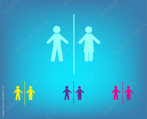 Vector color icons on blue background with gradient