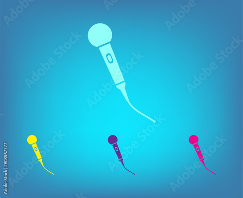 Vector color icons on blue background with gradient