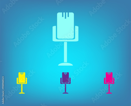 Vector color icons on blue background with gradient