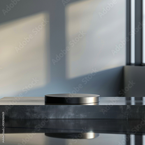 interior of a modern house with close up product display podium