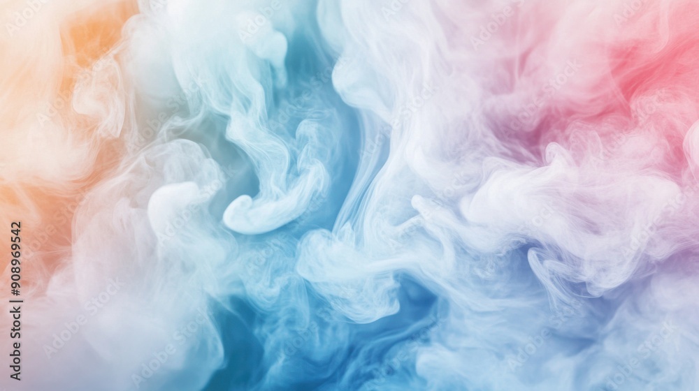 Swirling Mist of Pastel-Colored Chalk Dust on Light Gray Swirling Mist of Pastel-Colored Chalk Dust on Light Gray