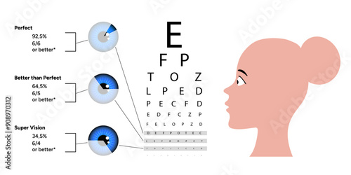 Ophthalmology vision test and statistical information about vision with human