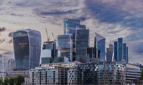 Photography London's Financial District at night, United Kingdom