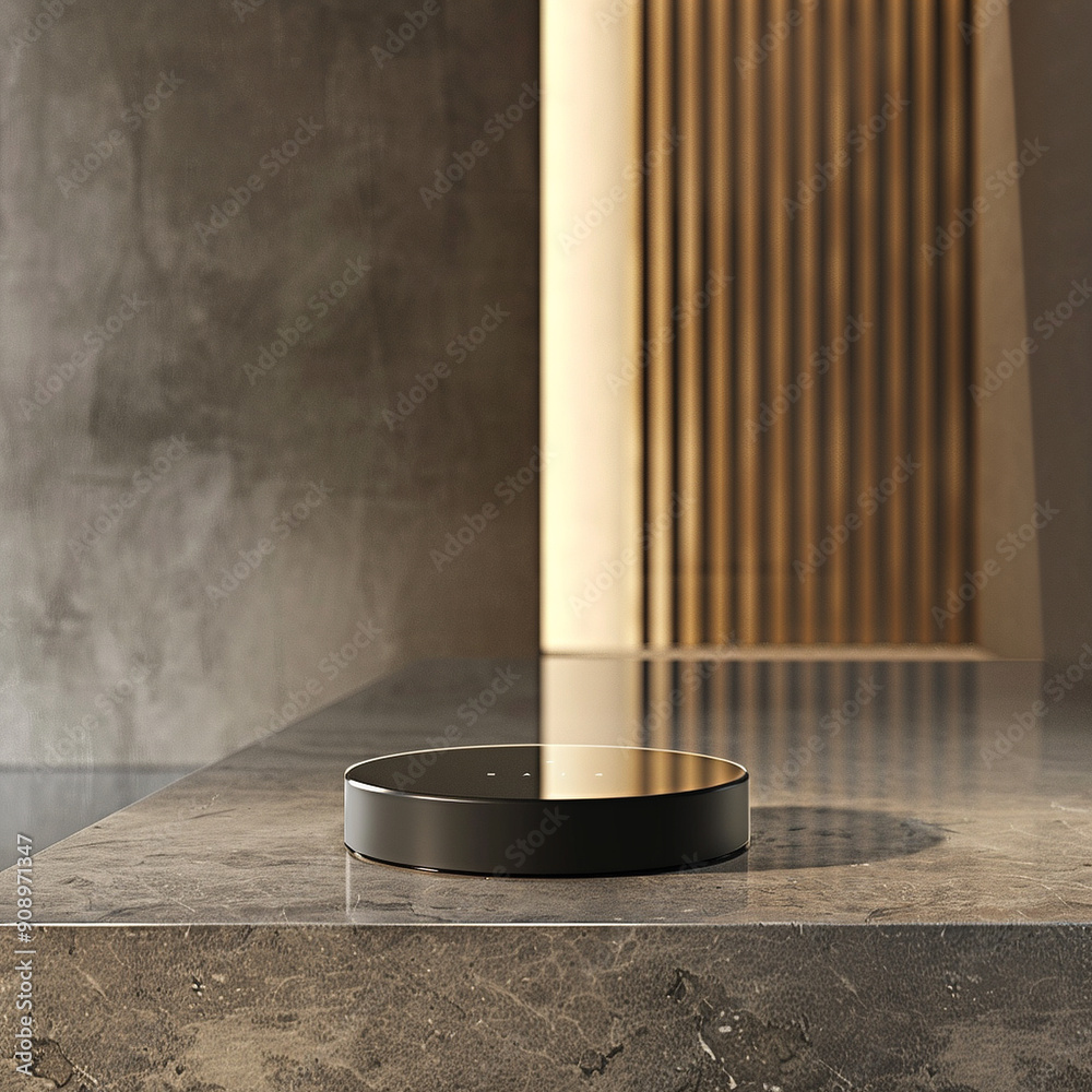interior of a modern house with close up product display podium interior of a modern house with close up product display podium