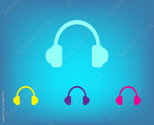 Vector color icons on blue background with gradient