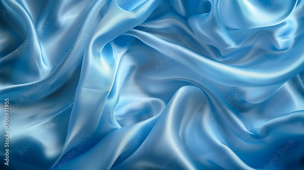 A detailed and close-up image of smooth, flowing blue silk fabric, showcasing its luxurious texture and gentle waves, creating a sense of elegance and sophistication with soft, light reflections. A detailed and close-up image of smooth, flowing blue silk fabric, showcasing its luxurious texture and gentle waves, creating a sense of elegance and sophistication with soft, light reflections.