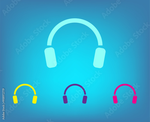 Vector color icons on blue background with gradient