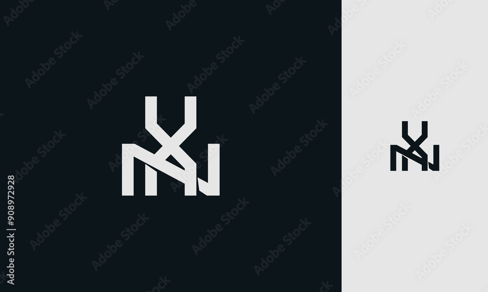initial letters XN or NX ,X, N, overlapping interlock monogram logo line art style initial letters XN or NX ,X, N, overlapping interlock monogram logo line art style
