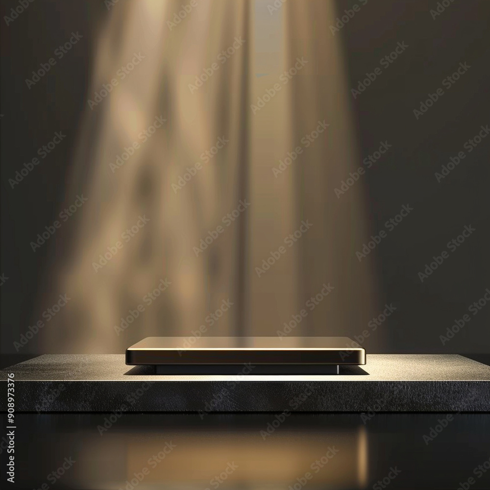 interior of a modern house with close up product display podium interior of a modern house with close up product display podium