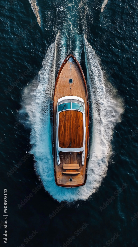 A boat is speeding through the water with a lot of white foam A boat is speeding through the water with a lot of white foam