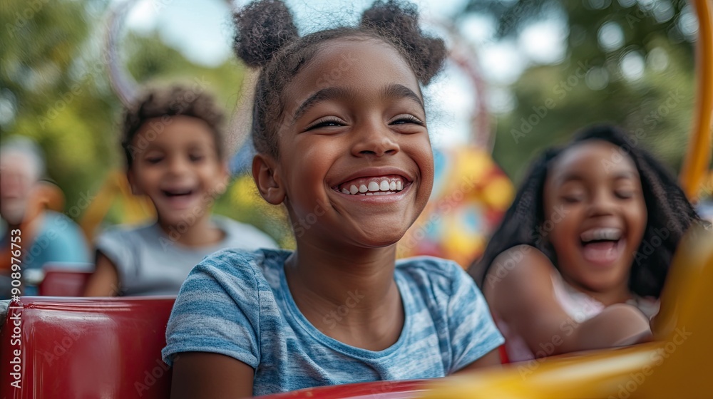 14. Family enjoying a fun-filled day at an amusement park, the parents ...