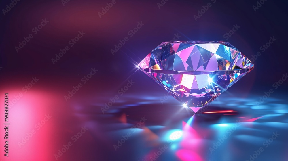 A beautiful diamond reflecting light in a colorful and vibrant setting. The image showcases the gemstone's breathtaking clarity and brilliance against a dynamic background. A beautiful diamond reflecting light in a colorful and vibrant setting. The image showcases the gemstone's breathtaking clarity and brilliance against a dynamic background.