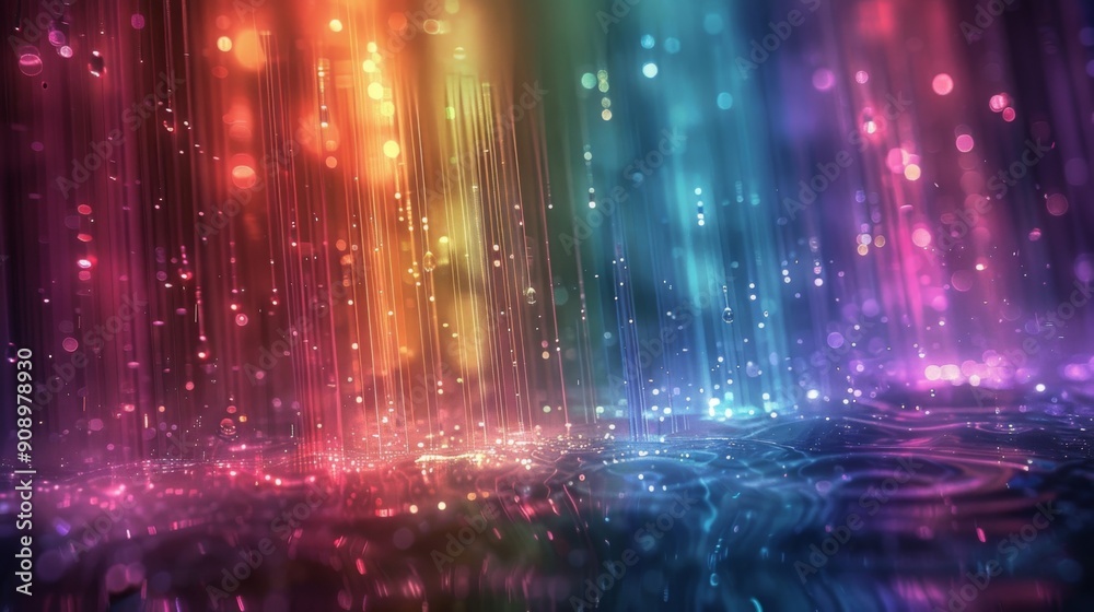 A Mesmerizing Rainbow of Raindrops Cascading on the Sea, Weaving Colorful Light and Shadow, Bridging Sky and Earth, Graphic Resources, Wallpapers, Brochure, Websites, banner, Advertising, background A Mesmerizing Rainbow of Raindrops Cascading on the Sea, Weaving Colorful Light and Shadow, Bridging Sky and Earth, Graphic Resources, Wallpapers, Brochure, Websites, banner, Advertising, background
