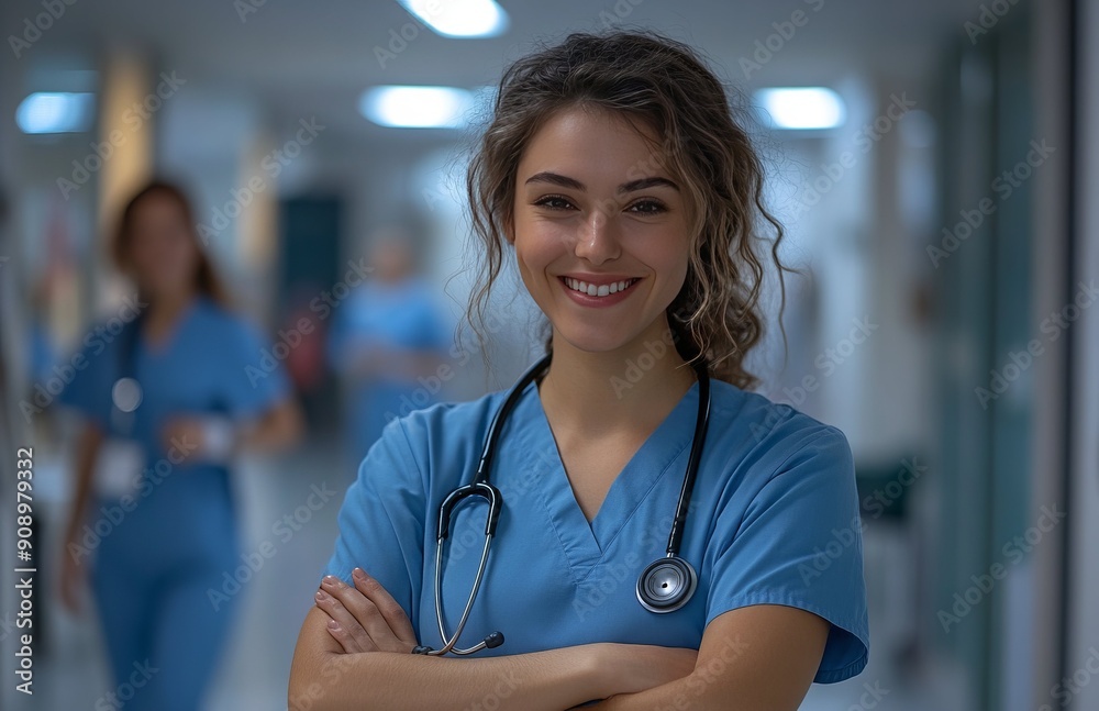 Smiling Nurse in Hospital Corridor 2 Smiling Nurse in Hospital Corridor 2