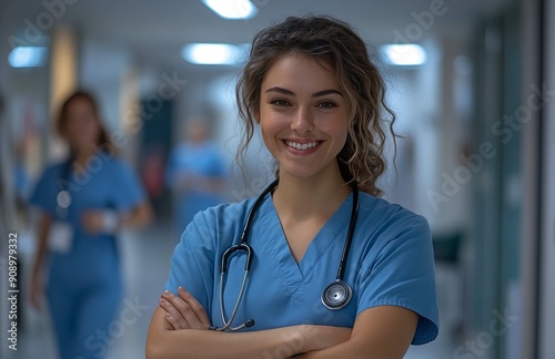 Free Download Smiling Nurse in Hospital Corridor 2 - GFXLoad